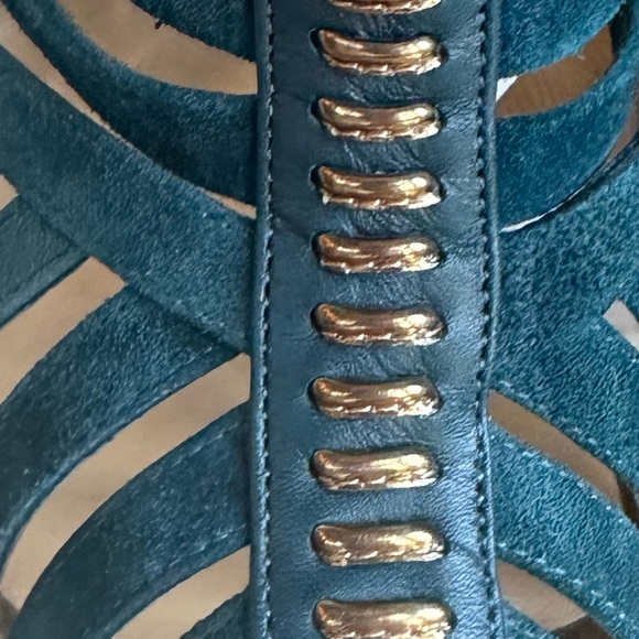 Rare Christian Louboutin Karina 150 python dark teal suede caged booties 39 - Picture 8 of 9